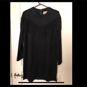 Fall/winter black dress suede fringe